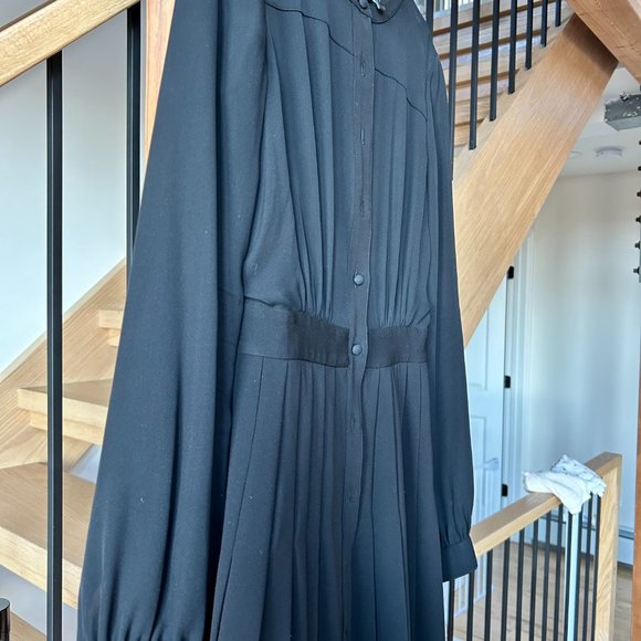 Theory Black Mini Pleated Dress - Picture 4 of 6